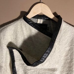 Wool Wrap Drape Coat With Black Trim